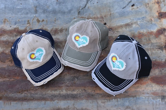 Distressed Two Toned Colorado Girl Cap