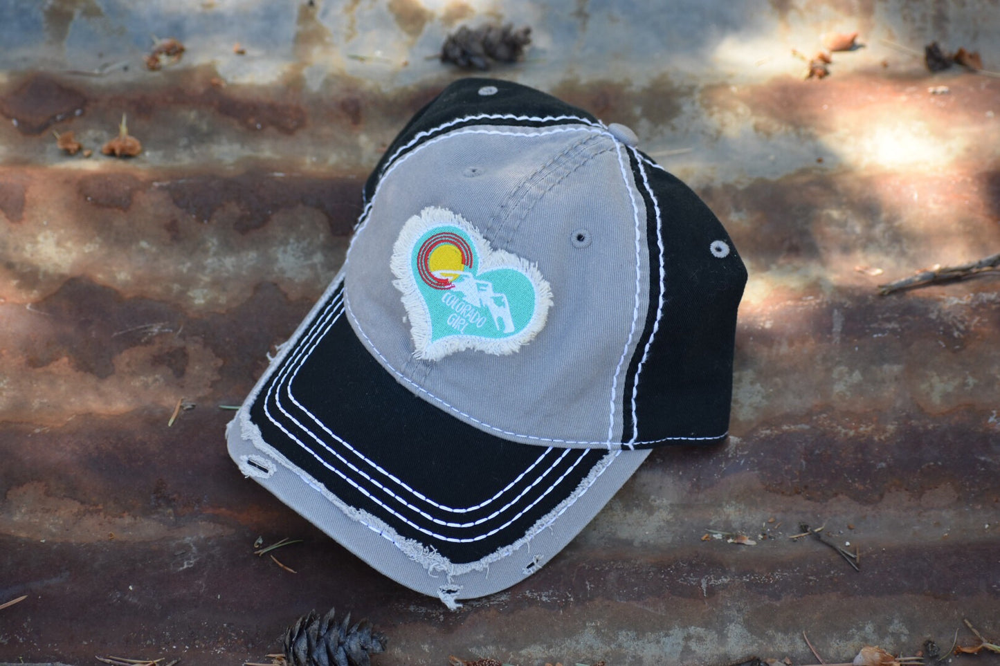 Distressed Two Toned Colorado Girl Cap